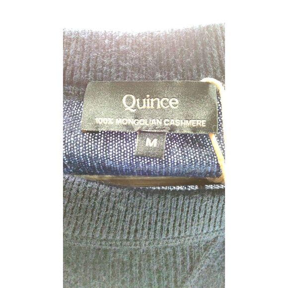 Quince Women Mongolian Shrunken Cashmere Sweatshirt Navy Sleeved Top M - Picture 3 of 3